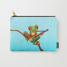 Tree Frog Playing Acoustic Guitar with Flag of Ghana Carry-All Pouch