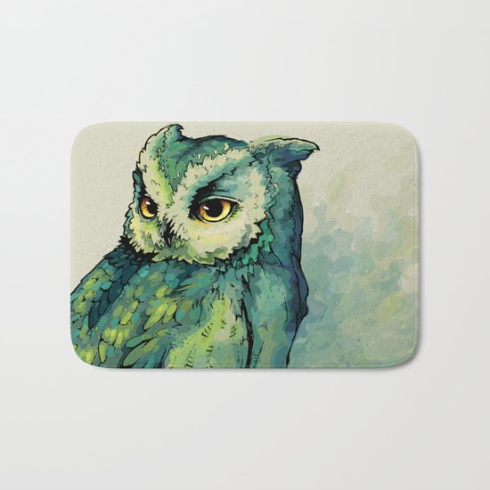 Green Owl Bath Mat