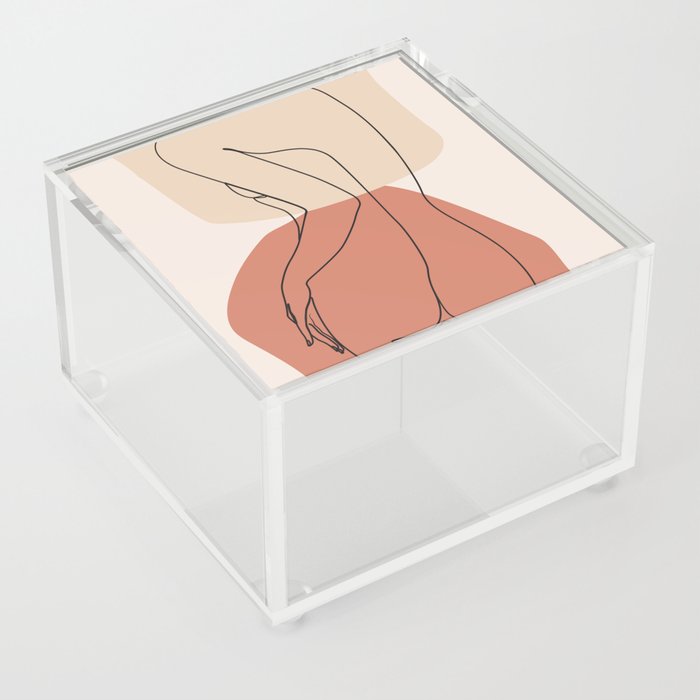 Abstract woman body artwork, minimal line drawing Acrylic Box