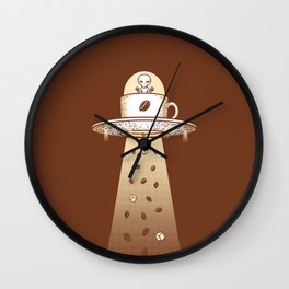 Alien Coffee Invasion Wall Clock | Drink, Digital, Good, Spaceship, Graphicdesign, Coffeeaddiction, Newest, Cappucino, Coffees, Invasion 