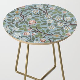 William Morris Vintage Blue Clover Floral Pattern -Botanical Victorian Design Side Table