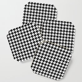 Monochrome Black & White Houndstooth Coaster | Black, Classic, Clothes, Clothing, Texture, Geometric, Plaid, Pattern, Stylish, Monochrome 