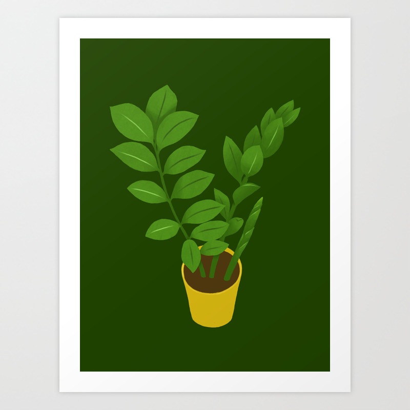 Zz Plant Zamioculcas Tropical Houseplant Painting Art Print By Chee Society6