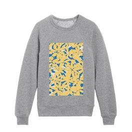 Yellow and blue floral pattern Kids Crewneck