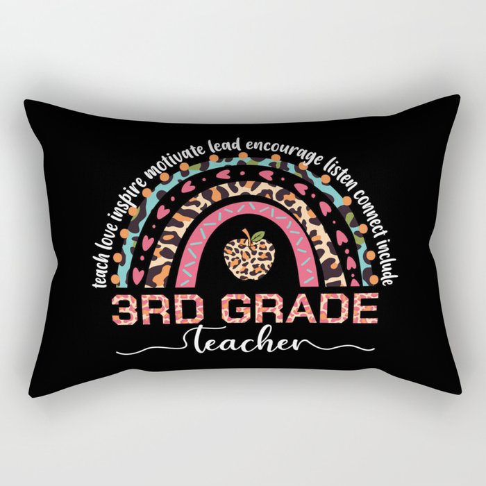 Teacher third grade leopard rainbow Rectangular Pillow