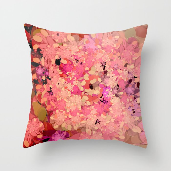 Two Different Worlds -- Floral Pattern Throw Pillow