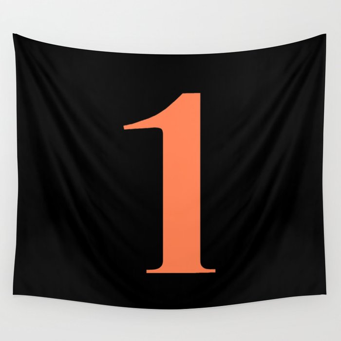1 (CORAL & BLACK NUMBERS) Wall Tapestry