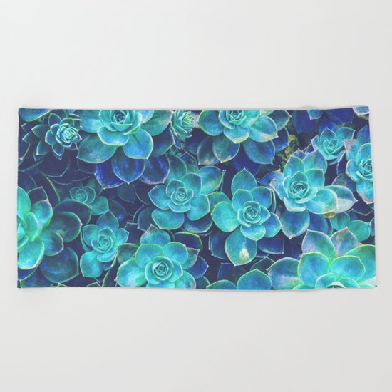 Green Succulents Beach Towel