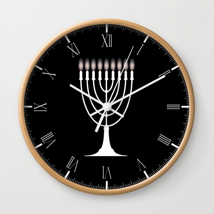 Menorh With Nine Candles Wall Clock