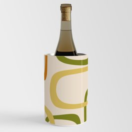 Fine Loops Mid-Century Modern Minimalist Olive Green, Burnt Orange, Mustard, and Beige Wine Chiller