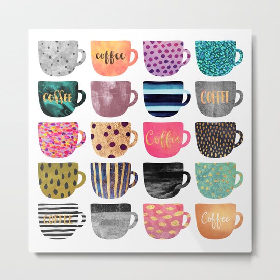 Pretty Coffee Cups Metal Print