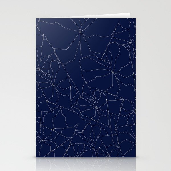 Navy Abstract Botanical Geometric Print Stationery Cards