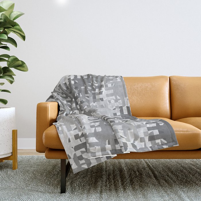Gray pixels and dots Throw Blanket