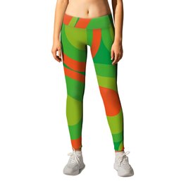 Bubbleroom in red and green Leggings | Happy, Blobbs, Warm, Lightgreen, Graphicdesign, Cool, Tomato, Modern, Round, Blobs 