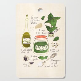 Pesto. Illustrated Recipe. Cutting Board