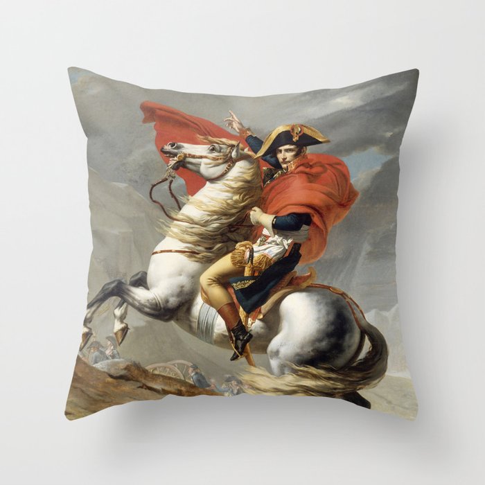 Napoleon Crossing the Alps Throw Pillow
