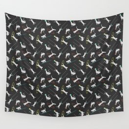 Acrobatic Cats in Dark Grey Wall Tapestry