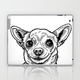Sassy Chihuahua Pop Art Drawing, Black and White Line Drawing of a Chihuahua Laptop & iPad Skin