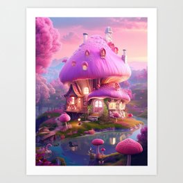 Mushroom Cottage III Art Print