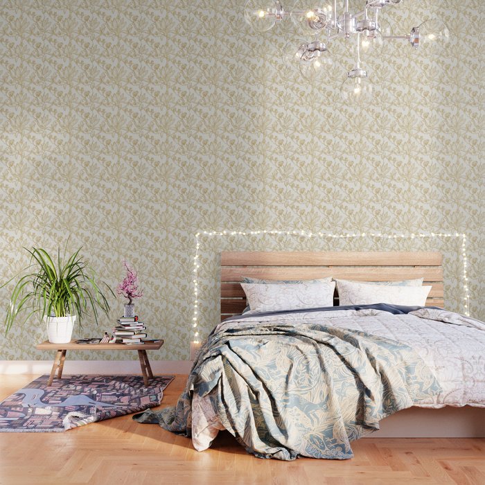 Royal Magnolia Seamless Pattern White Wallpaper