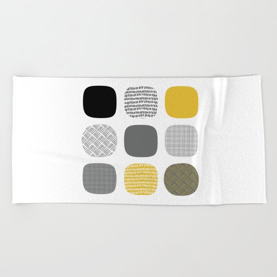 Abstract in mustard and grey Beach Towel