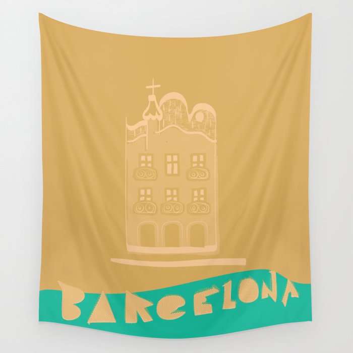 Barcelona post card Wall Tapestry