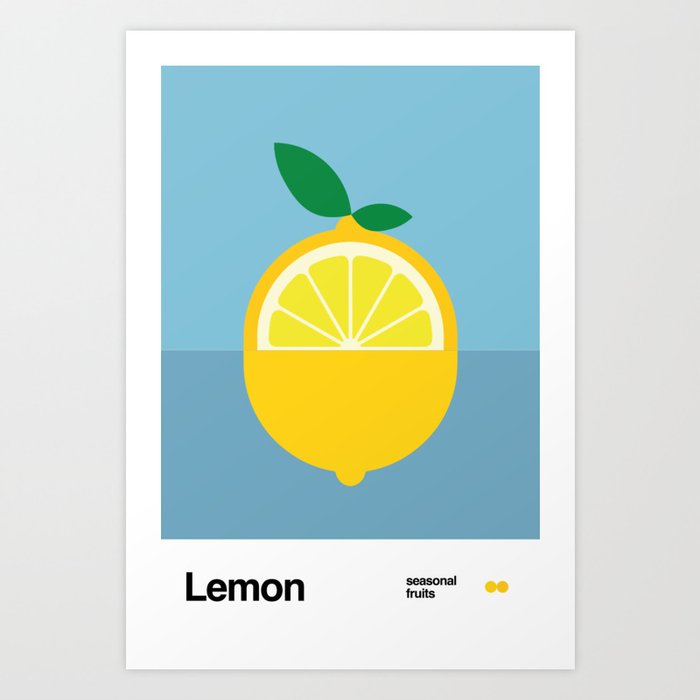 Lemon Minimalist Fruit Graphic Design - Seasonal Fruits Art Print