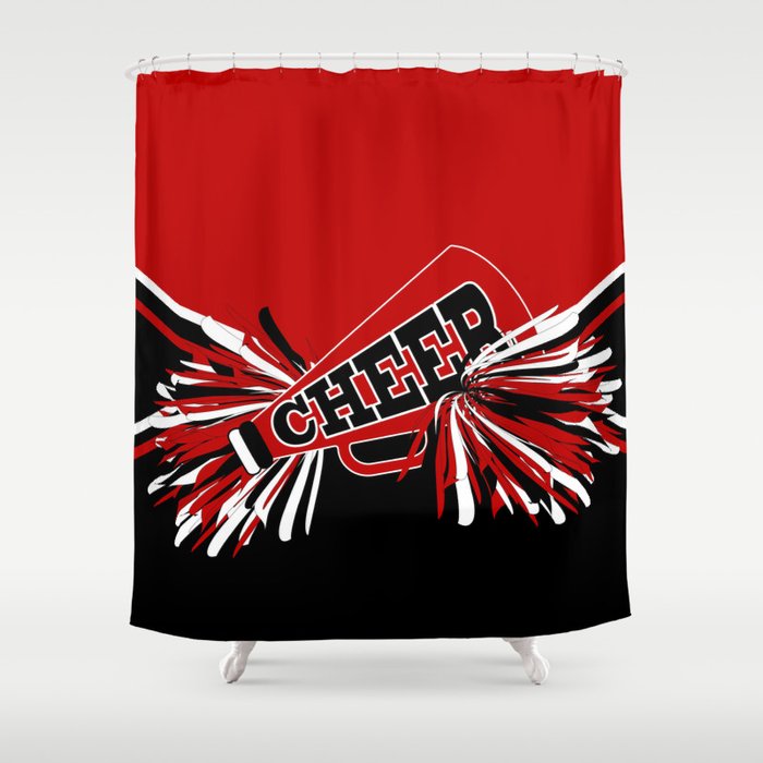 Dark Red Cheerleader Spirit Shower, Dark Red Shower Curtain