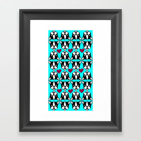 French kissing Boston Terriers Framed Art Print