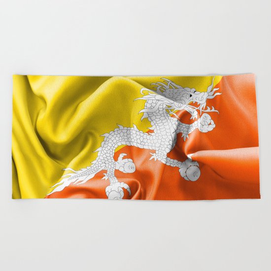 Bhutan Flag Beach Towel