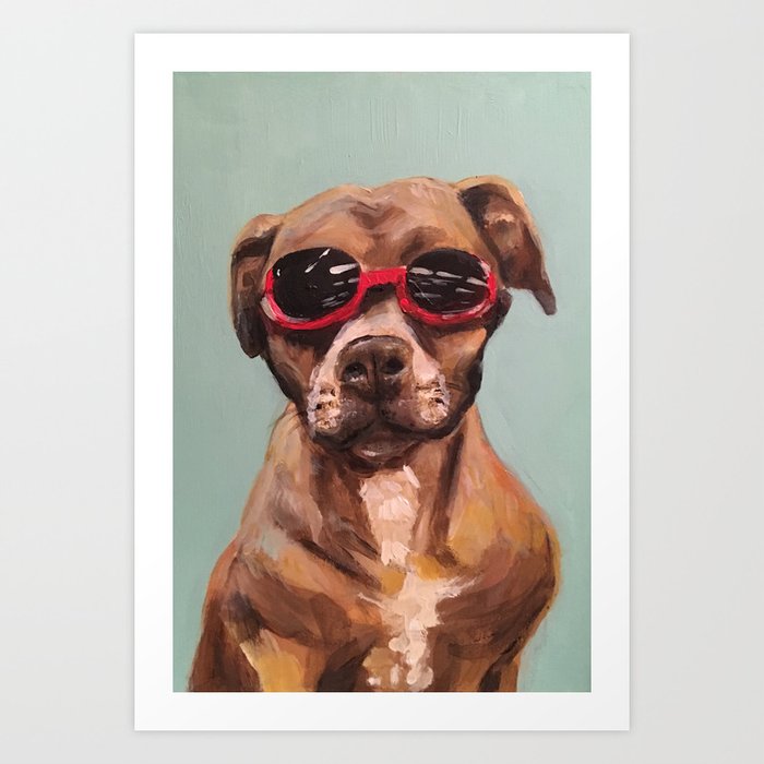 Doggles, the dog who wears goggles Art Print