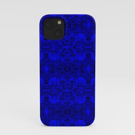 Kaleidoscope - Elephants - More Blue - Stamp Detail iPhone Case