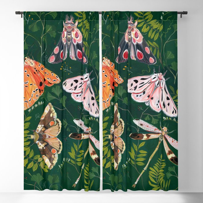 Moths and dragonfly Blackout Curtain