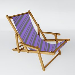 [ Thumbnail: Dim Grey and Purple Colored Pattern of Stripes Sling Chair ]