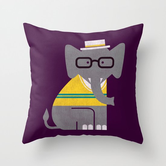 Rodney the preppy elephant Throw Pillow