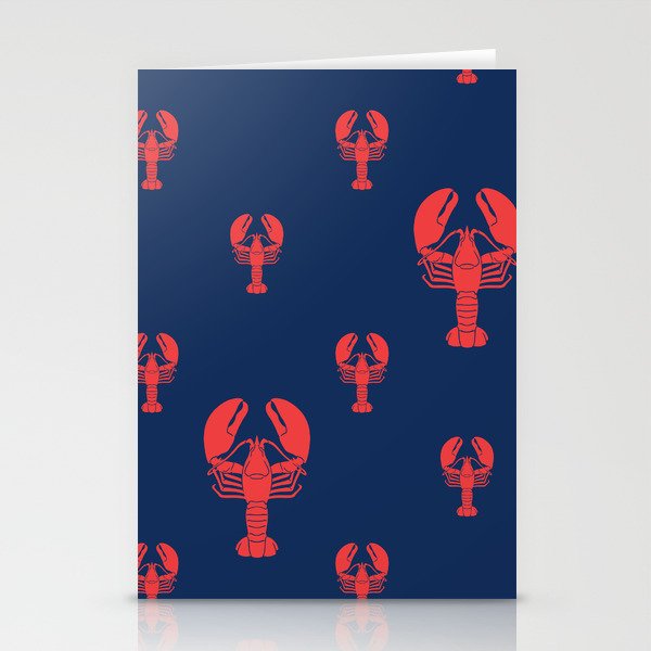 Lobster Squadron on navy background. Stationery Cards