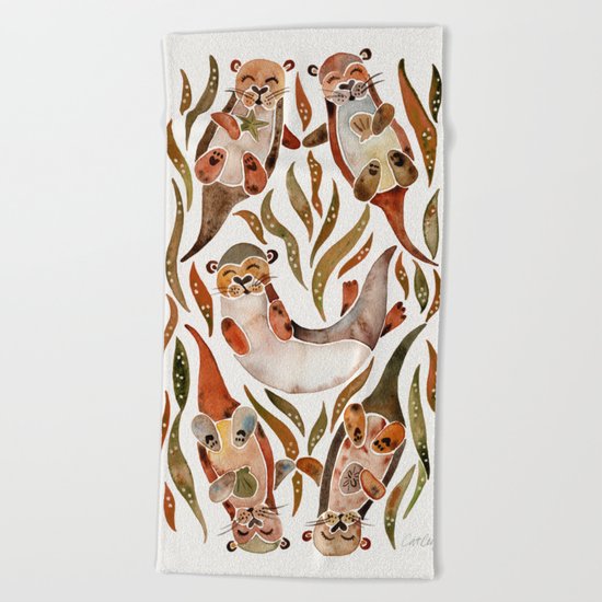 Five Otters – Sepia Palette Beach Towel