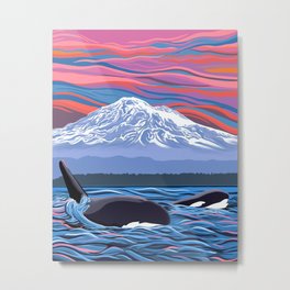 Orca Momma and calf - Ballet Slipper Metal Print | Ocean, Mountain, Dolphin, Water, Sea, Art, Black Fish, Landscapes, Rainier, Orca 