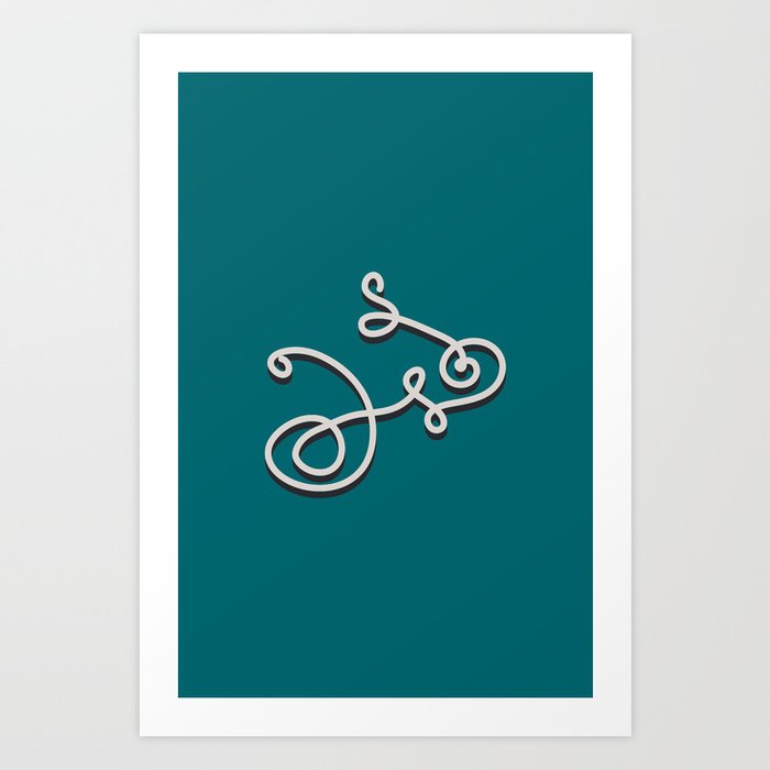 Wiggly Bicycle, Strong Teal Art Print