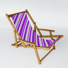 [ Thumbnail: Dark Violet and Light Gray Colored Lines Pattern Sling Chair ]