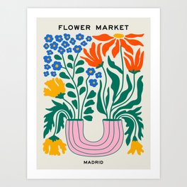 Flower Market 04: Madrid Art Print | Decor, Flowers, Bouquet, Mid Century, Fun, Graphicdesign, Flower, Art, Modern, Tropical 