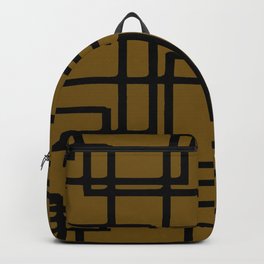 Retro Modern Black Rectangles On Meerkat Brown Backpack