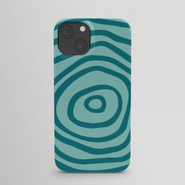 Mid Century Modern Abstract Spiral Art - Pearl Aqua and Skobeloff iPhone Case
