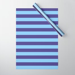 [ Thumbnail: Dark Slate Blue and Light Sky Blue Colored Lines/Stripes Pattern Wrapping Paper ]