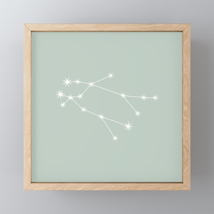 GEMINI Sage Green – Zodiac Astrology Star Constellation Framed Mini Art Print