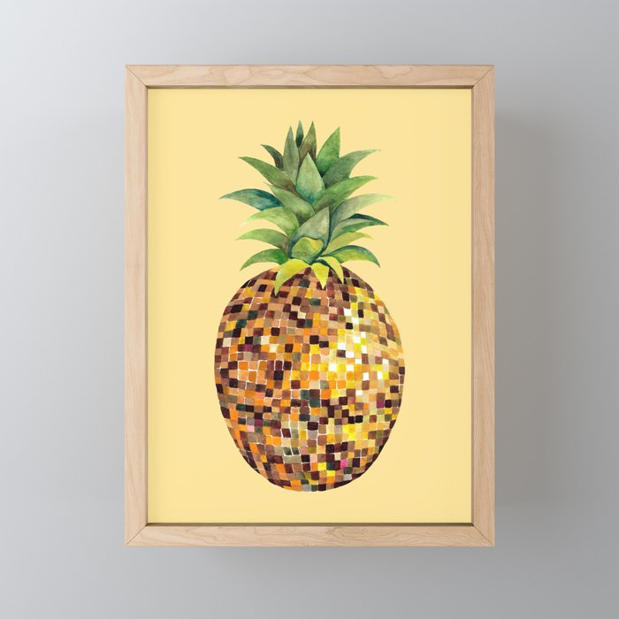 Disco Ball Pineapple Framed Mini Art Print