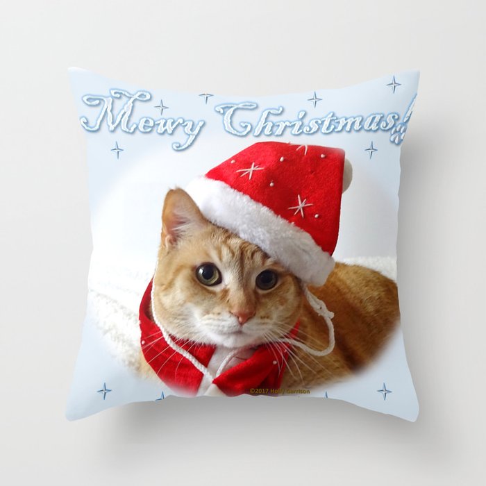 Mewy Christmas! Throw Pillow by Holly Garrison