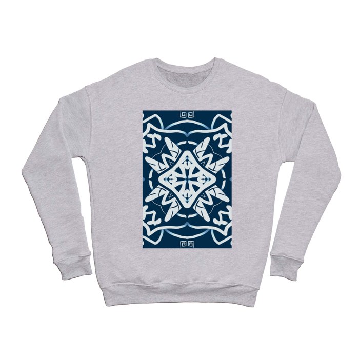 Blue and White Mandala Art - Drama 1 Crewneck Sweatshirt