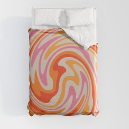 70s Retro Swirl Color Abstract Duvet Cover