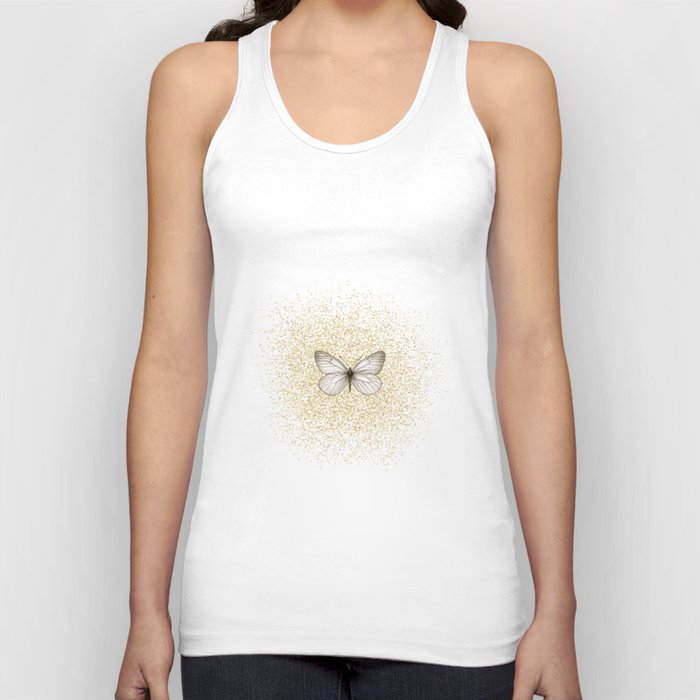 Hand-Drawn Butterfly and Golden Fairy Dust  Tank Top